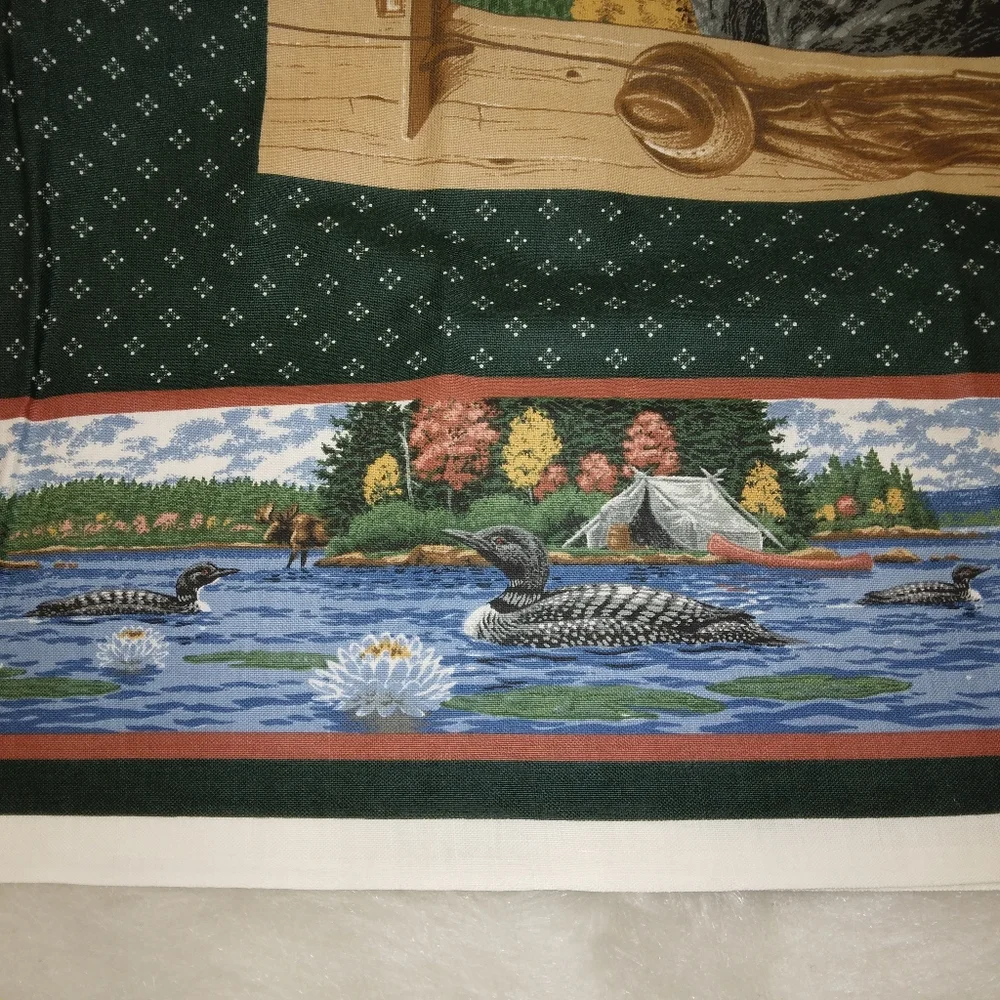 FABRIC PILLOW PANELS with border, fishing scenes by Joan Messmore